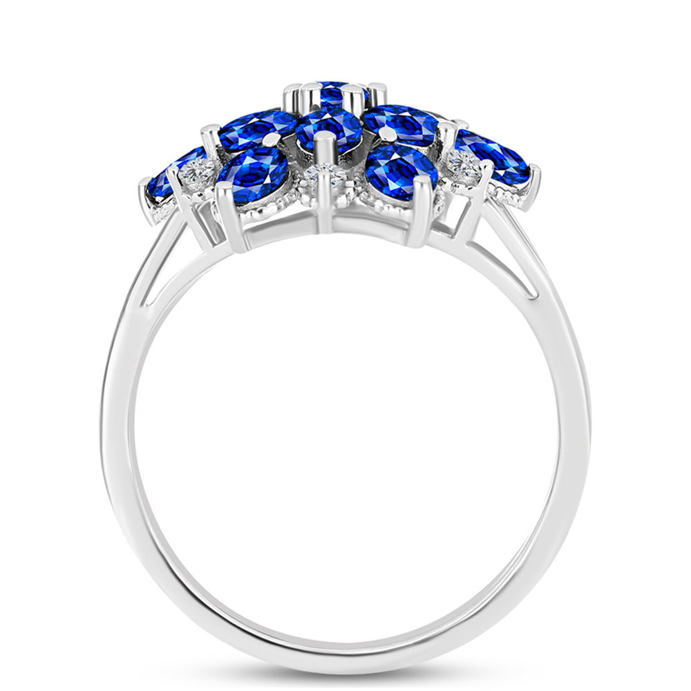 Anillo de Plata con Zafiro Azul Australiano y Topacio Blanco 2 
