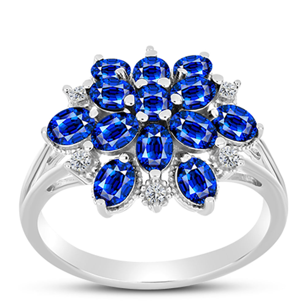 Anillo de Plata con Zafiro Azul Australiano y Topacio Blanco
