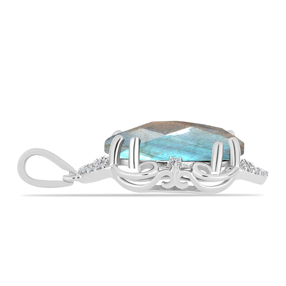 Colgante de Plata con Labradorita y Topacio Blanco