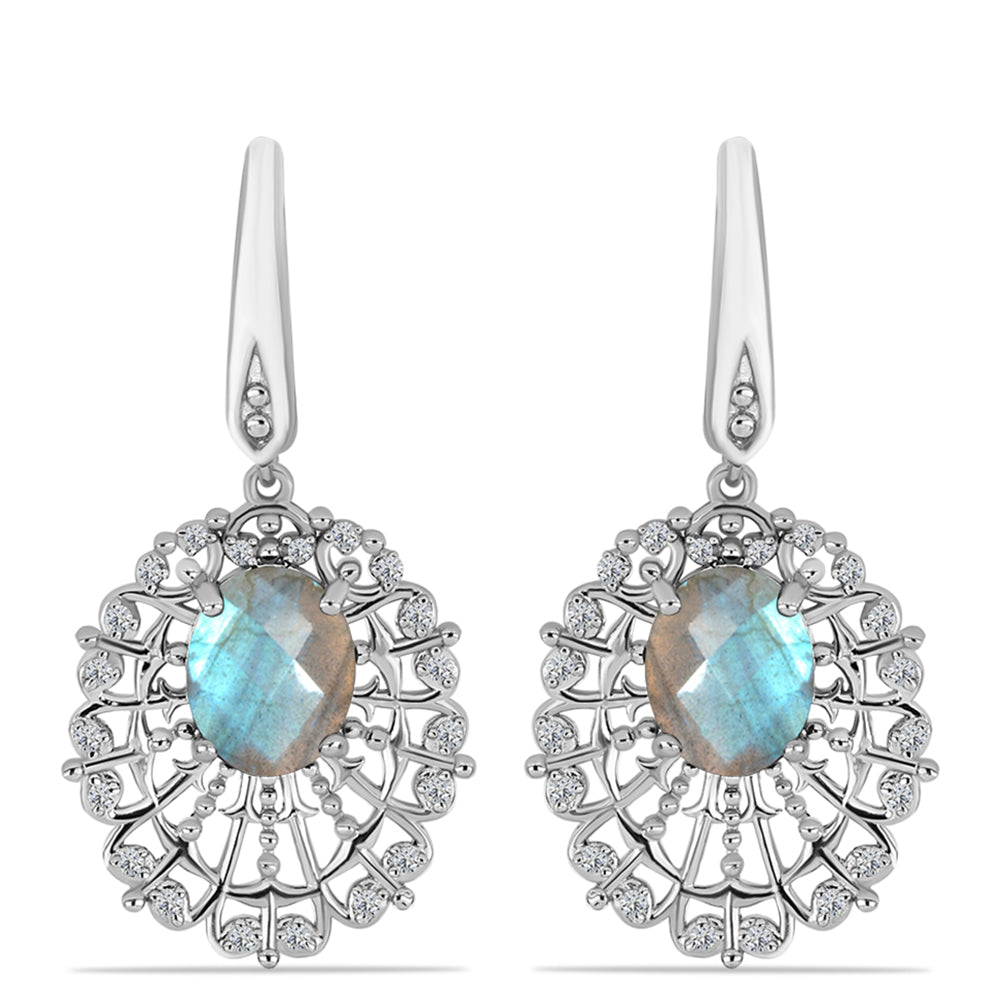 Pendientes de Plata con Labradorita y Topacio Blanco 1 