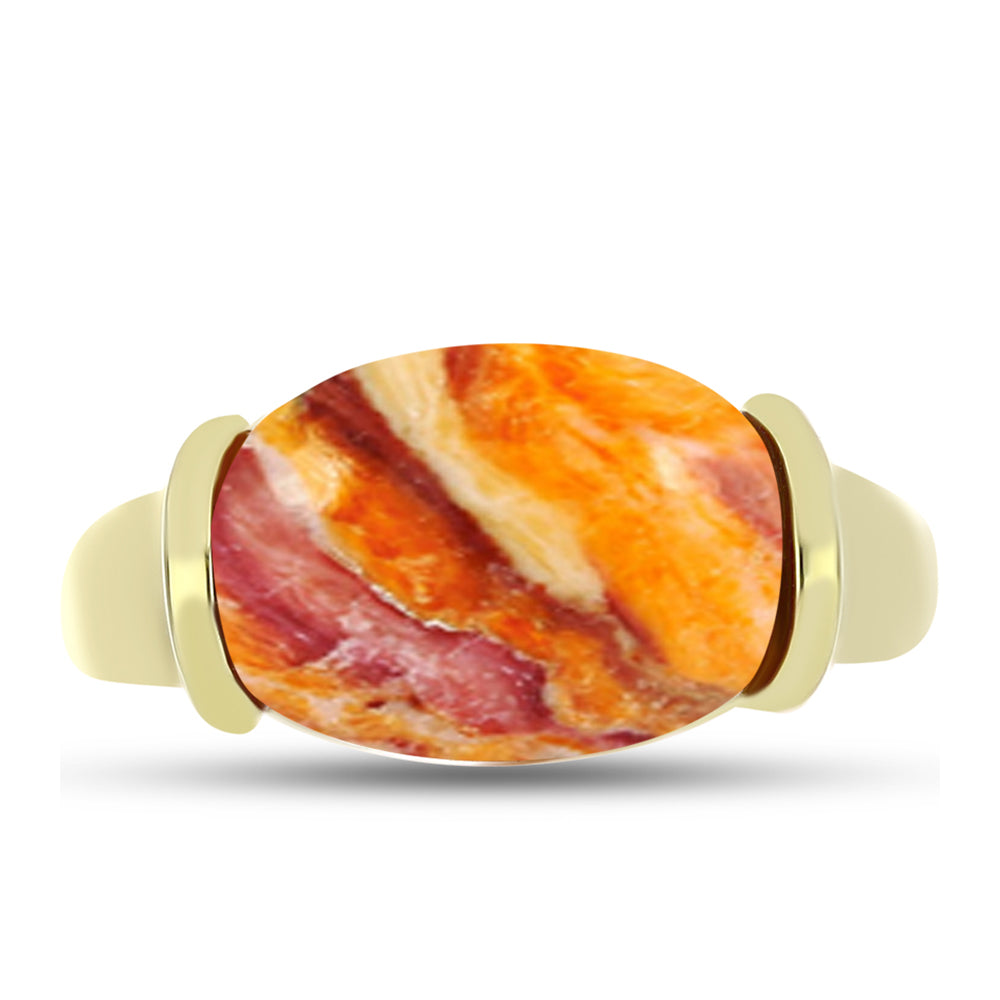 Anillo de Plata Bañada en Oro con Jaspe Garra de León 1 