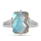 Anillo de Plata con Labradorita y Topacio Blanco