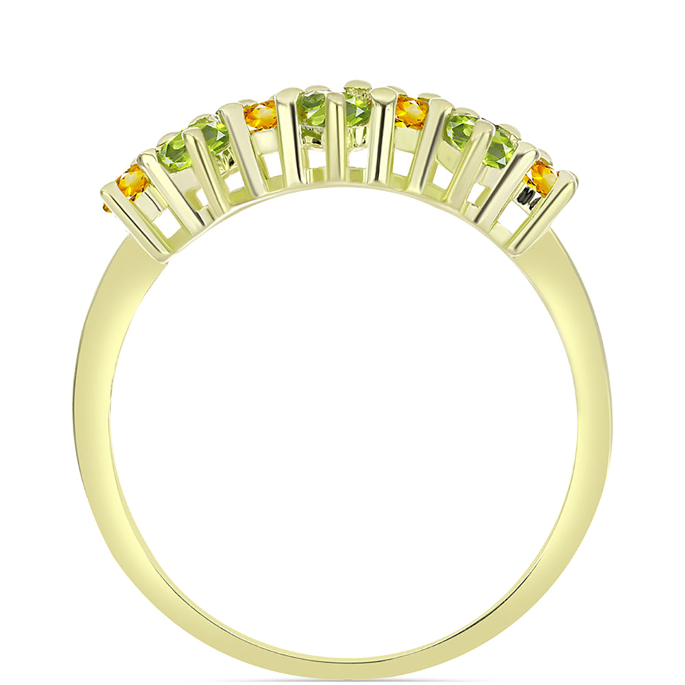 Anillo de Plata Bañada en Oro con Amatista de Marruecos y Citrino de los Montes Urales 2 