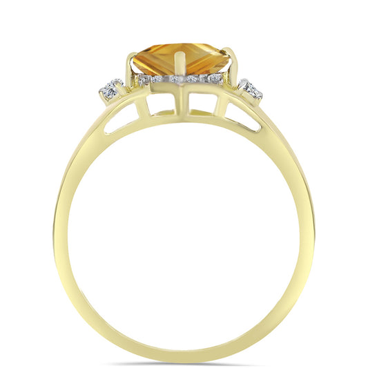 Anillo de Plata Bañada en Oro con Citrino de Río del Oro y Topacio Blanco