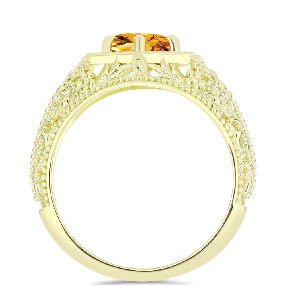 Anillo de Plata Bañada en Oro con Citrino de Río del Oro