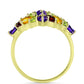 Anillo de Plata Bañada en Oro con Amatista de Marruecos y Citrino de los Montes Urales