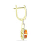 Pendientes de Plata Bañada en Oro con Jaspe Garra de León y Topacio Blanco