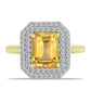 Anillo de Plata Bañada en Oro con Citrino de Río del Oro y Topacio Blanco