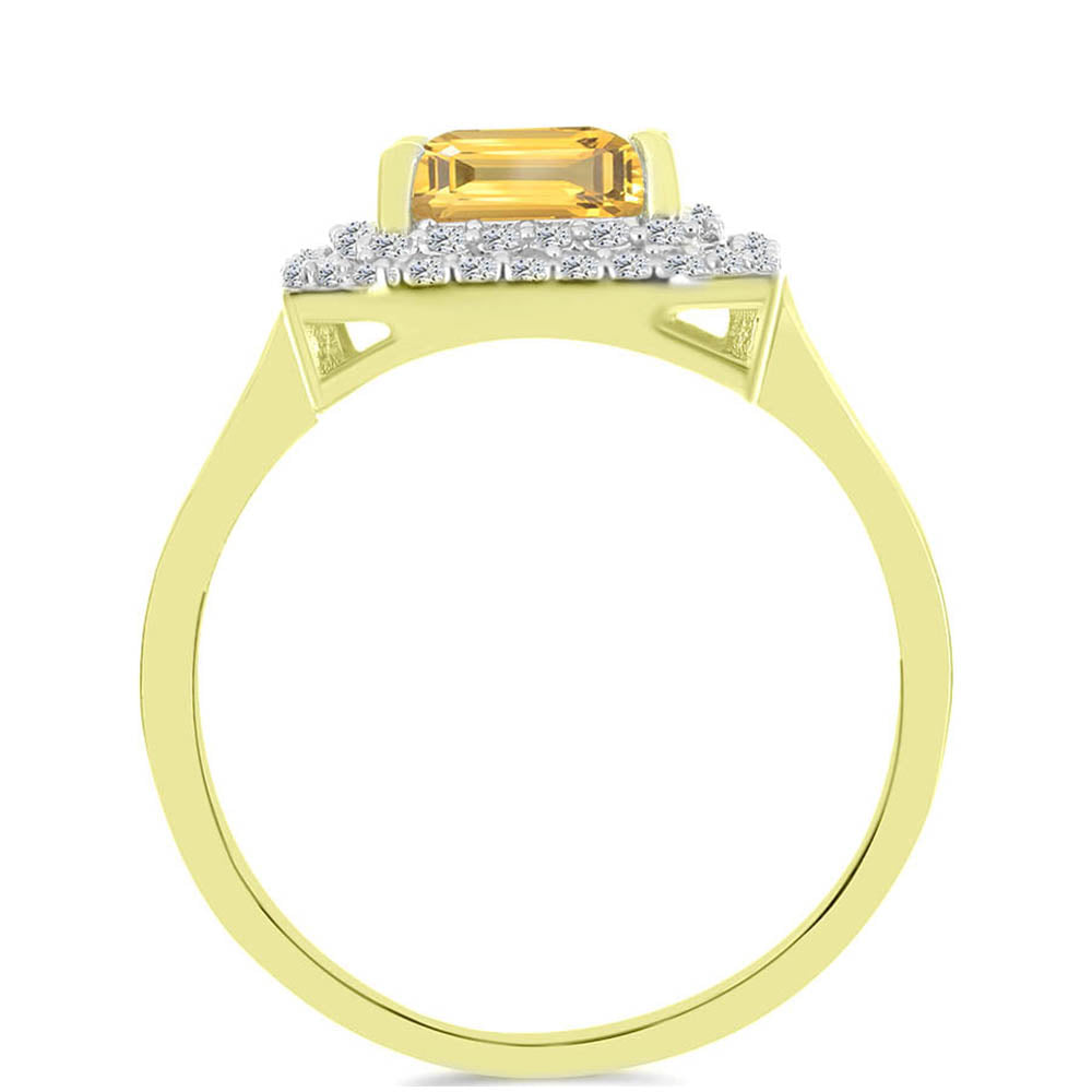 Anillo de Plata Bañada en Oro con Citrino de Río del Oro y Topacio Blanco 2 