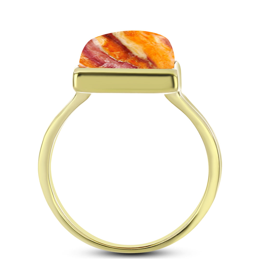 Anillo de Plata Bañada en Oro con Jaspe Garra de León