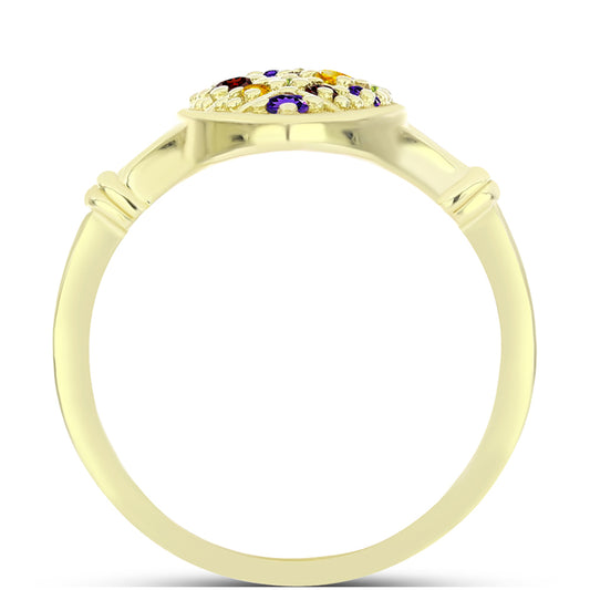 Anillo de Plata Bañada en Oro con Amatista de Marruecos y Citrino de los Montes Urales