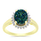 Anillo de Plata Bañada en Oro con Drusa Verde y Topacio Blanco