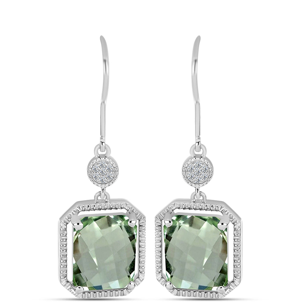 Pendientes de Plata con Amatista Verde y Topacio Blanco 1 