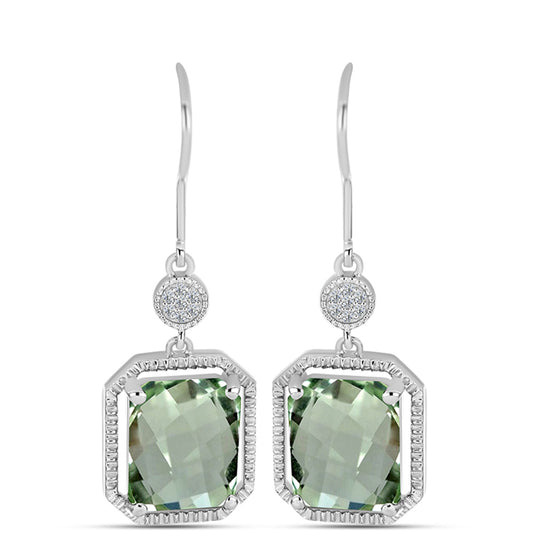 Pendientes de Plata con Amatista Verde y Topacio Blanco
