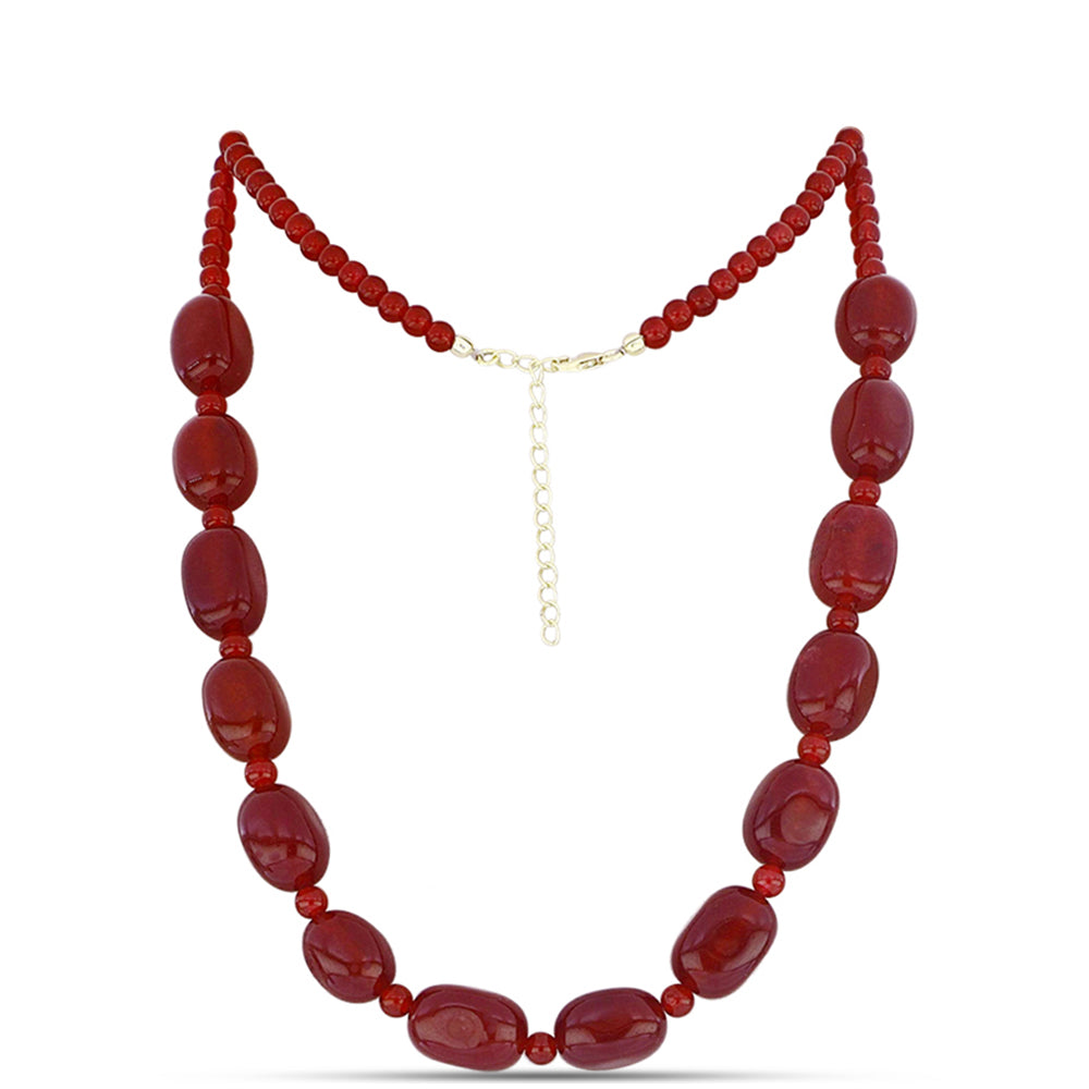 Collar de Plata Bañada en Oro con Ágata Roja 1 