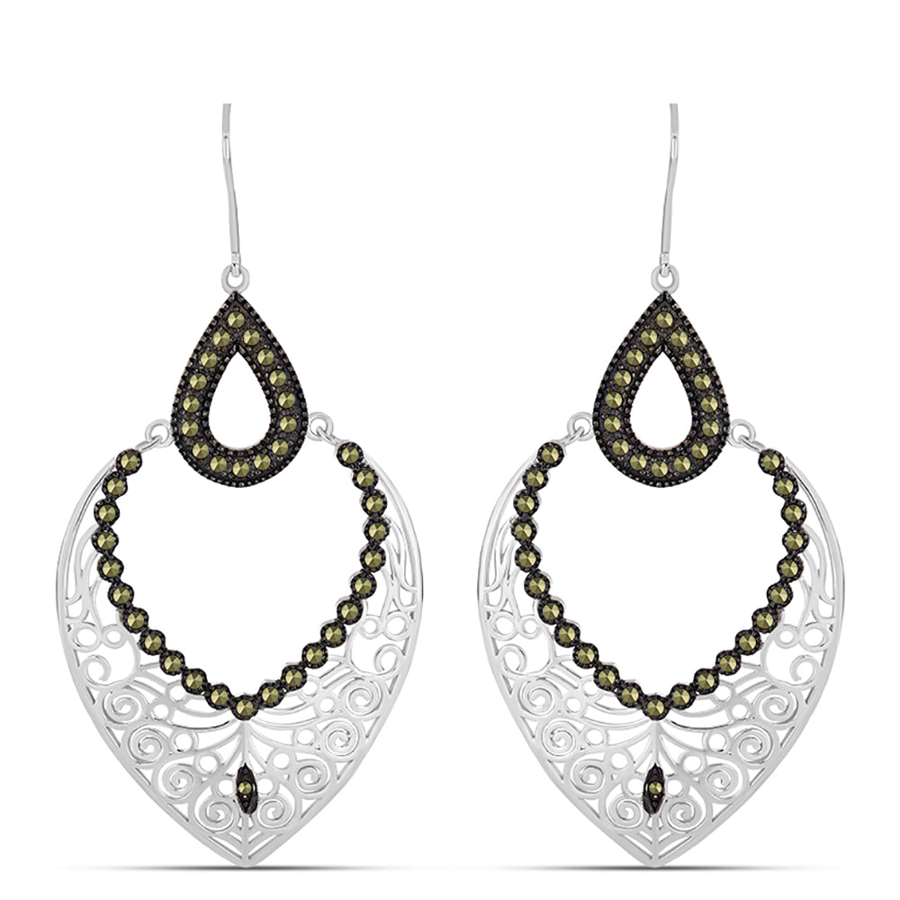 Pendientes de Plata con Marcasita de Austria