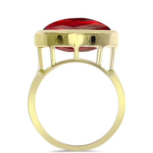 Anillo de Plata Bañada en Oro con Ágata Roja