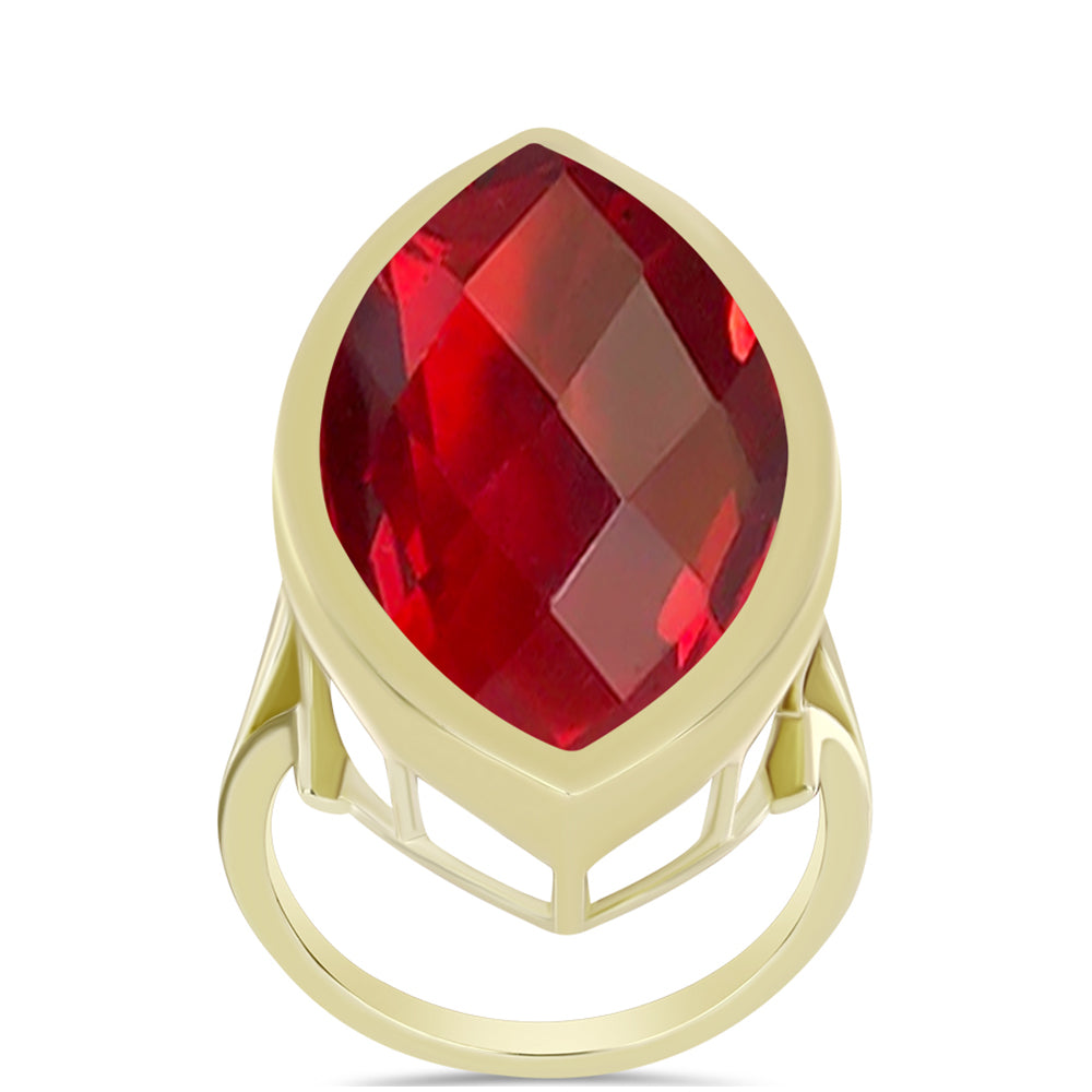 Anillo de Plata Bañada en Oro con Ágata Roja 3 