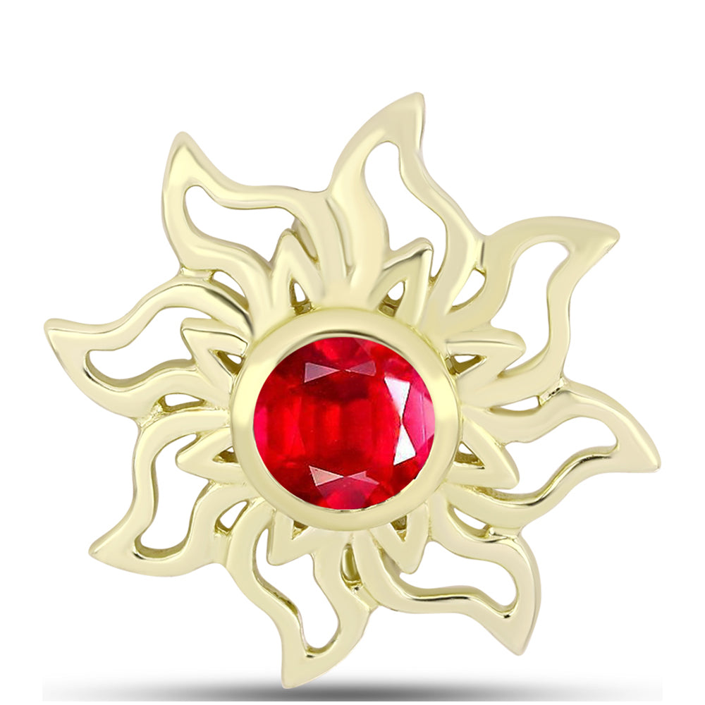 Broche de Plata Bañada en Oro con Ágata Roja 1 