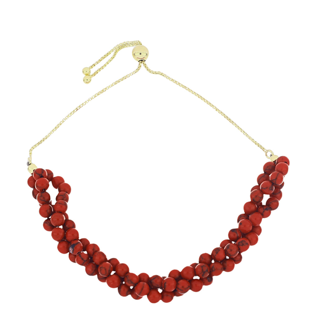 Pulsera de Plata Bañada en Oro con Coral de Esponja Roja 1 
