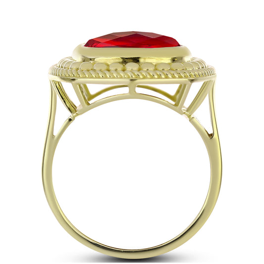 Anillo de Plata Bañada en Oro con Ágata Roja