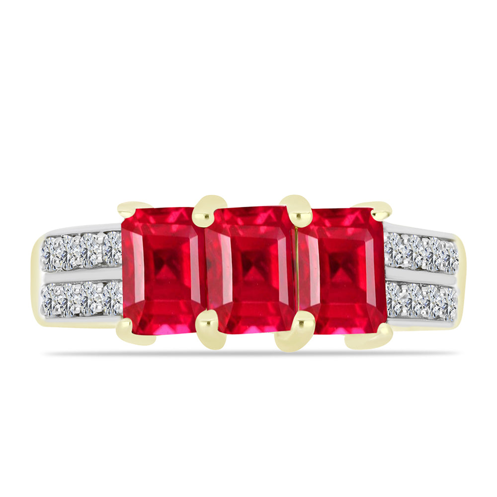Anillo de Plata Bañada en Oro con Ágata Roja y Topacio Blanco