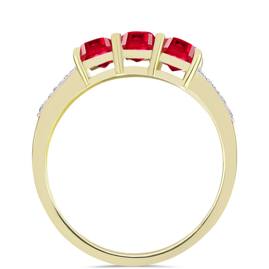 Anillo de Plata Bañada en Oro con Ágata Roja y Topacio Blanco