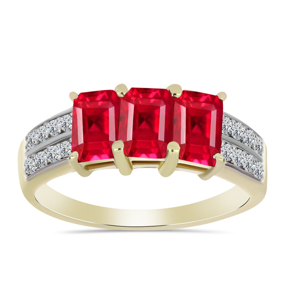 Anillo de Plata Bañada en Oro con Ágata Roja y Topacio Blanco 3 