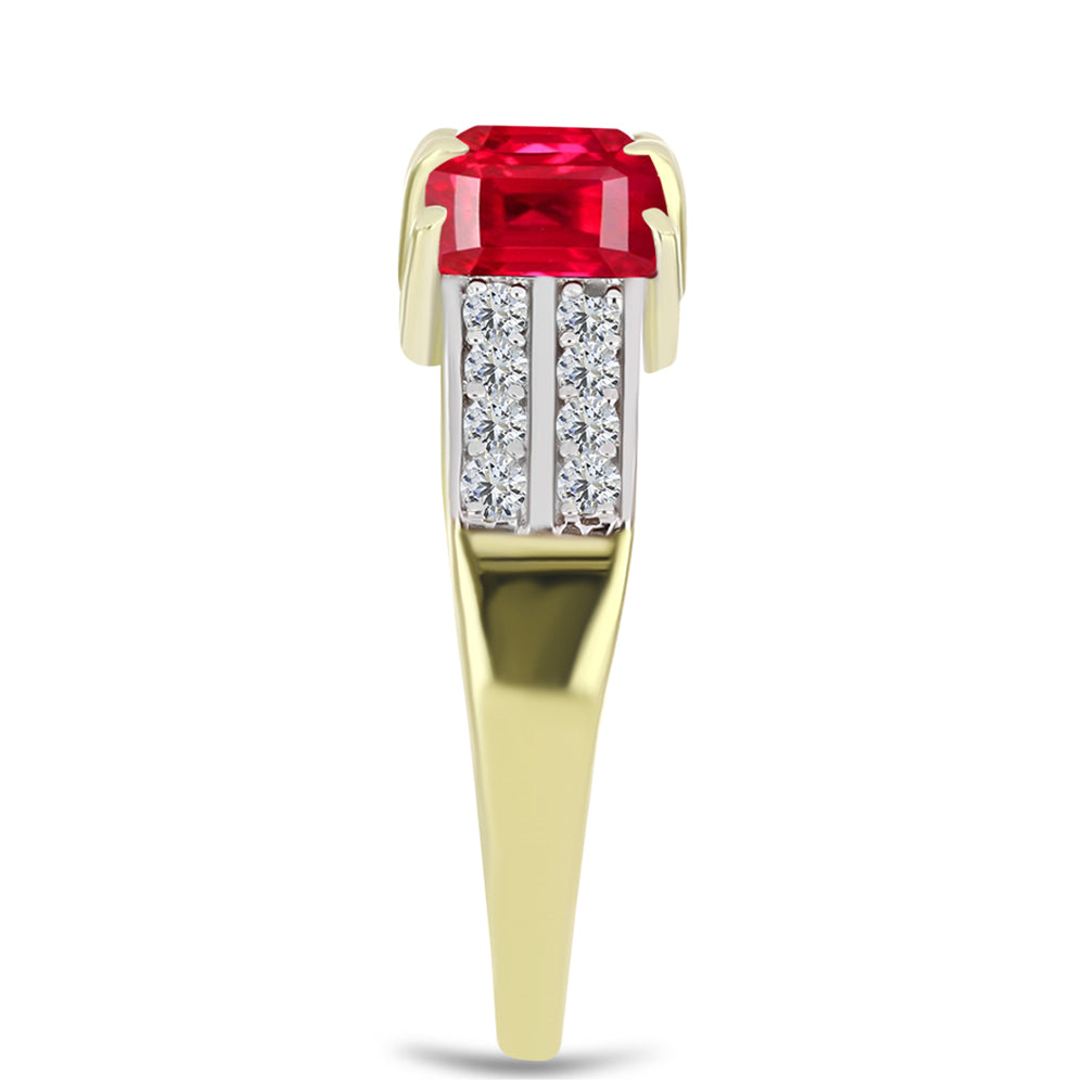 Anillo de Plata Bañada en Oro con Ágata Roja y Topacio Blanco 4 