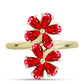 Anillo de Plata Bañada en Oro con Ágata Roja