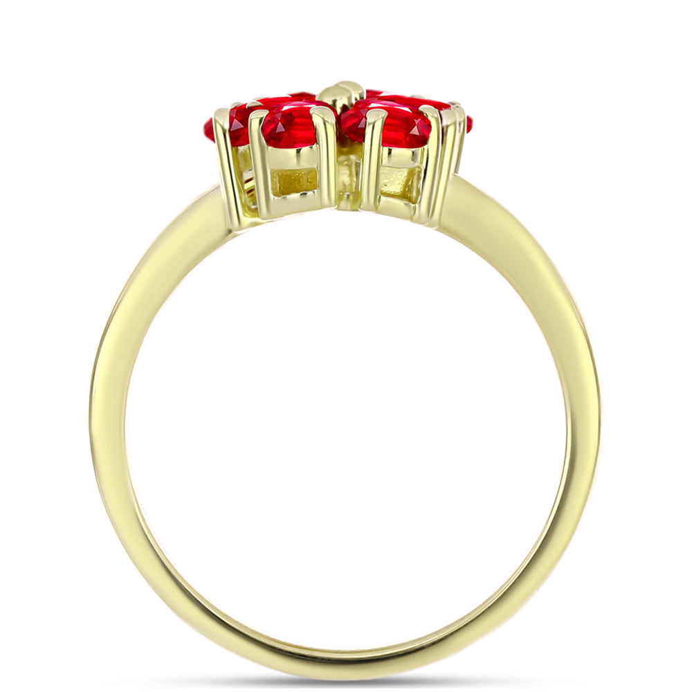 Anillo de Plata Bañada en Oro con Ágata Roja 2 