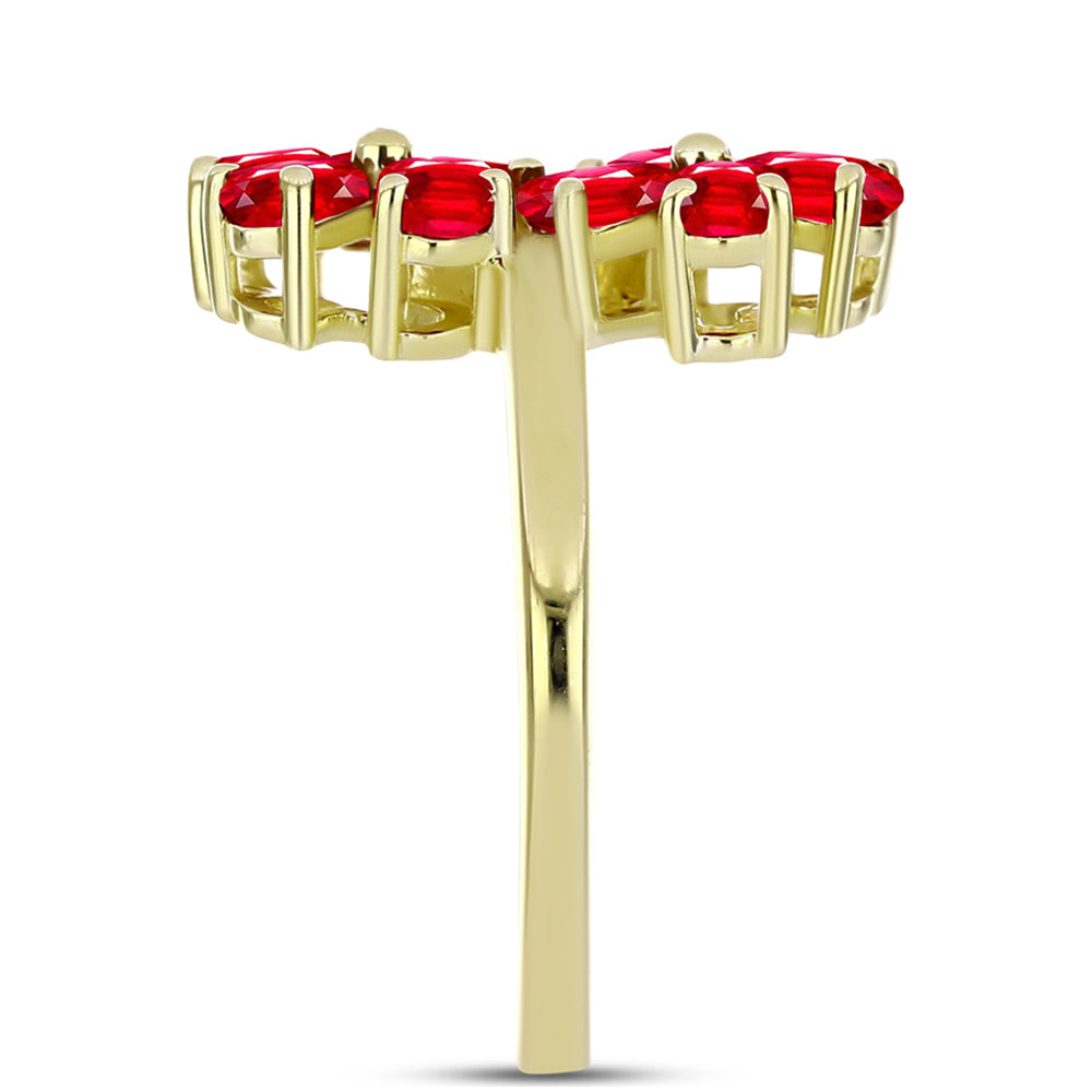Anillo de Plata Bañada en Oro con Ágata Roja