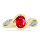 Anillo de Plata Bañada en Oro con Ágata Roja y Topacio Blanco