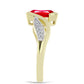 Anillo de Plata Bañada en Oro con Ágata Roja y Topacio Blanco