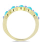 Anillo de Plata Bañada en Oro con Turquesa Bella Durmiente y Piedra Lunar Arco Iris