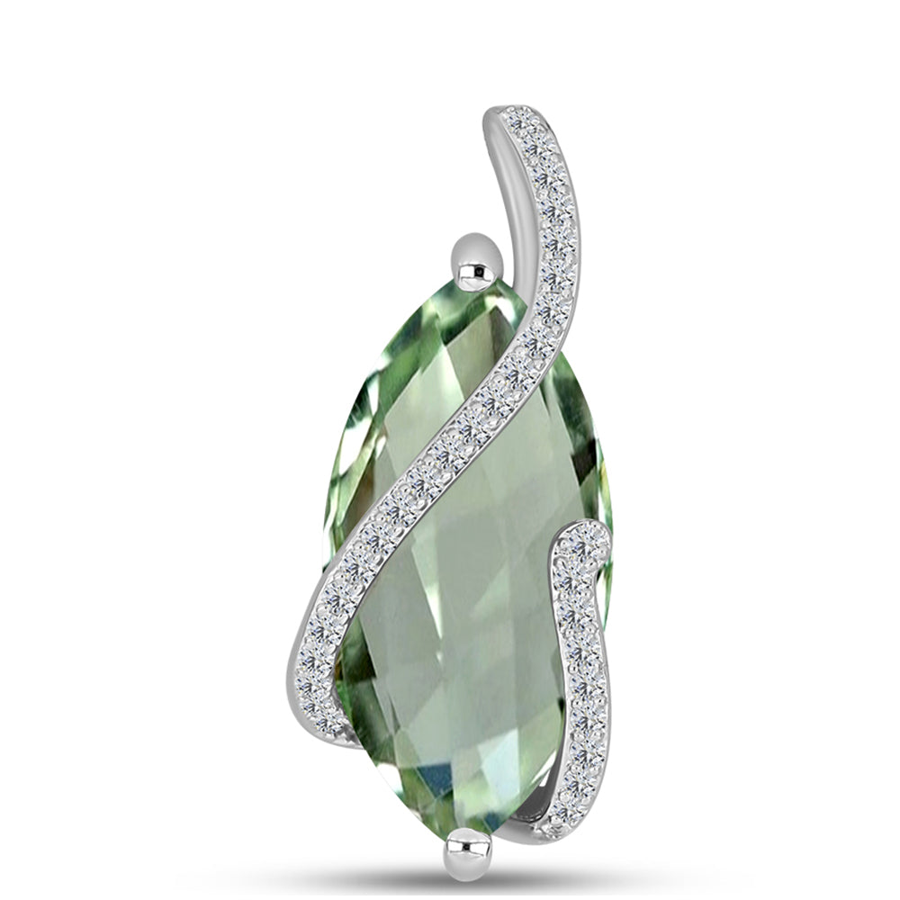 Colgante de Plata con Amatista Verde y Topacio Blanco 1 