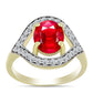Anillo de Plata Bañada en Oro con Ágata Roja y Topacio Blanco