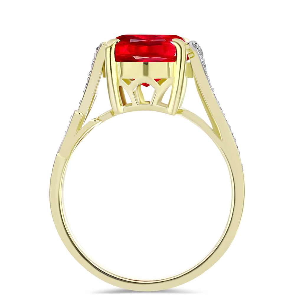 Anillo de Plata Bañada en Oro con Ágata Roja y Topacio Blanco 2 