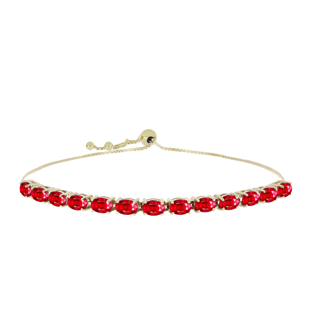 Pulsera de Plata Bañada en Oro con Ágata Roja