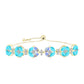 Pulsera de Plata Bañada en Oro con Turquesa Bella Durmiente y Piedra Lunar Arco Iris