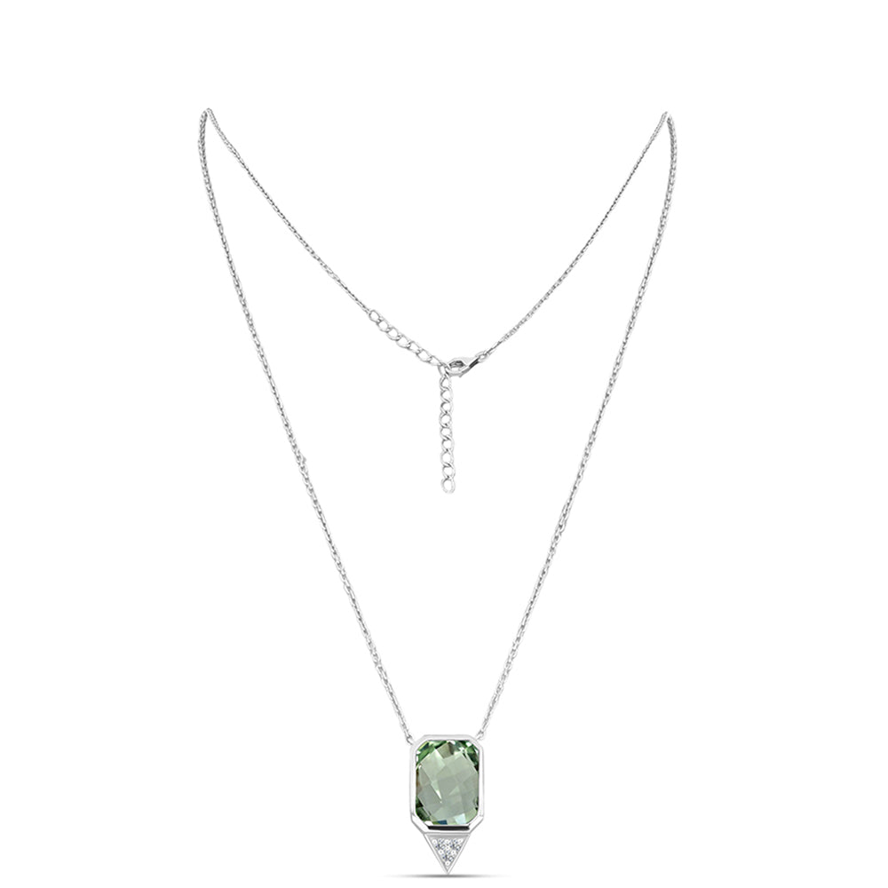 Collar de Plata con Amatista Verde y Topacio Blanco