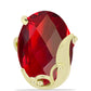 Anillo de Plata Bañada en Oro con Ágata Roja