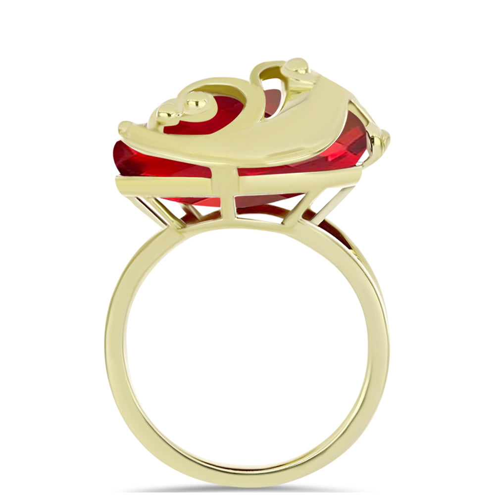 Anillo de Plata Bañada en Oro con Ágata Roja 2 