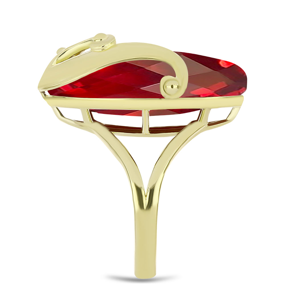 Anillo de Plata Bañada en Oro con Ágata Roja