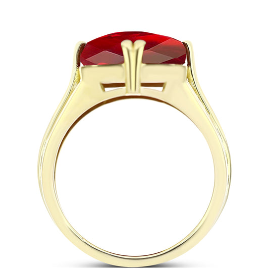 Anillo de Plata Bañada en Oro con Ágata Roja