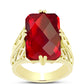 Anillo de Plata Bañada en Oro con Ágata Roja