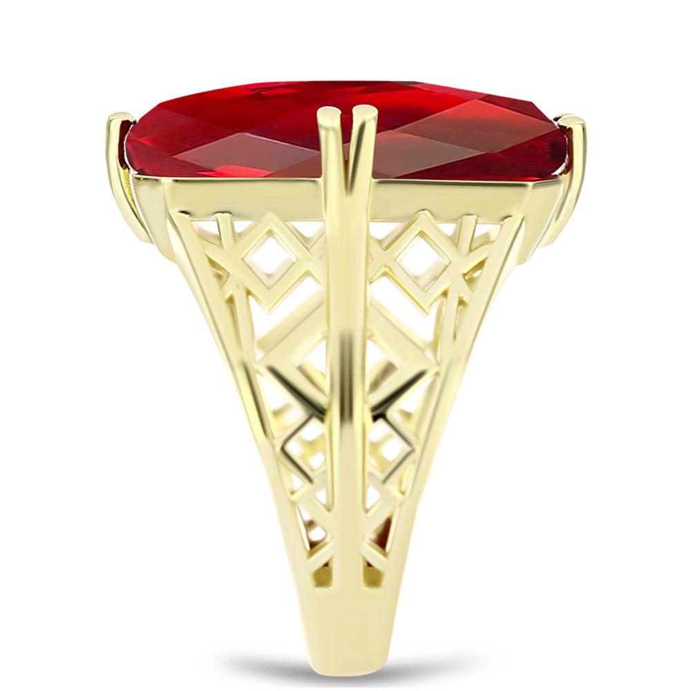 Anillo de Plata Bañada en Oro con Ágata Roja 4 