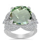 Anillo de Plata con Amatista Verde y Topacio Blanco