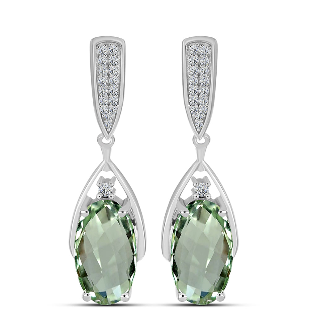 Pendientes de Plata con Amatista Verde y Topacio Blanco 1 