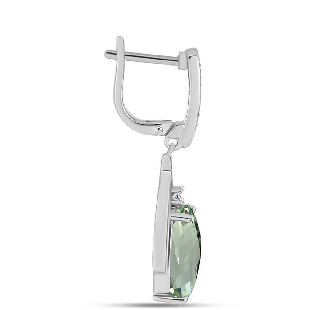 Pendientes de Plata con Amatista Verde y Topacio Blanco 2 